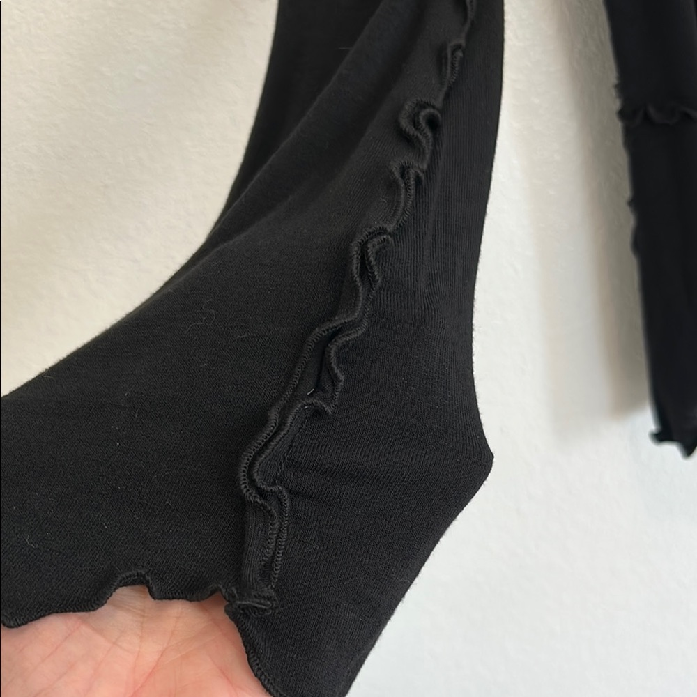 Forever 21 Black Ruffled Cardigan -tie front - Picture 3 of 6